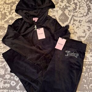 Juicy Couture Black Velour Hoodie Set